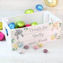 Personalised Easter White Wooden Crate with Heart-Shaped Handles