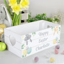Personalised Easter White Wooden Crate with Heart-Shaped Handles