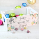 Personalised Easter White Wooden Crate with Heart-Shaped Handles