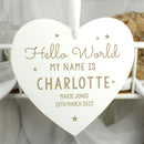 Personalised 'Hello World' Large Wooden Heart Decoration