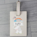 Personalised Hessian Elephant Cream Luggage Tag