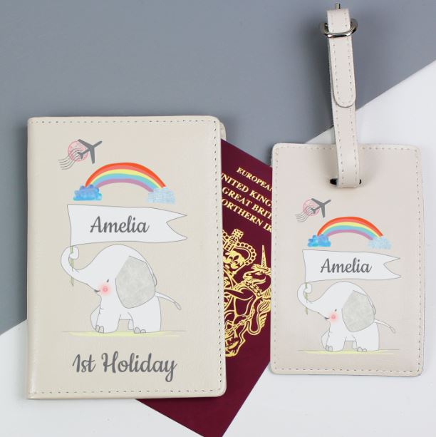 Personalised My 1st Cream Passport Holder & Luggage Tag Set
