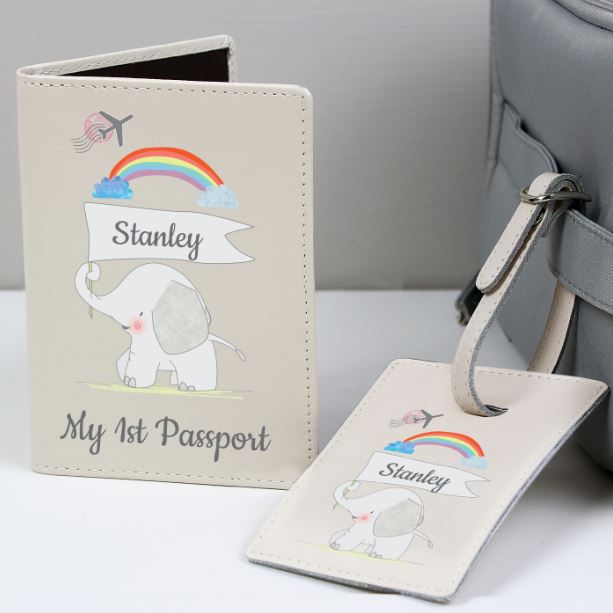 Personalised My 1st Cream Passport Holder & Luggage Tag Set