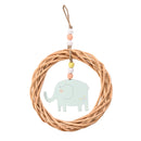Petit Cheri MDF Elephant in Wicker Wreath 15cm Hanging Plaque