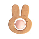 Pink Wood & Silicone Rabbit Teether