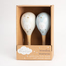 PRE-ORDER Bambino Rabbit Set of Wooden Maracas - Blue & Grey