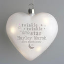 Personalised Twinkle Twinkle LED Hanging Glass Heart